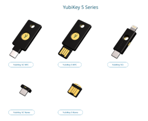 Quelques clés FIDO2 de Yubikey